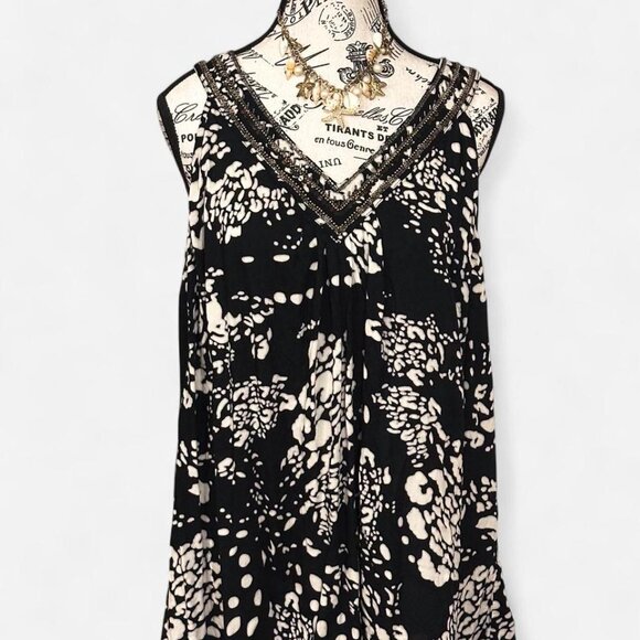 y2k black + white embellished boho tank by lane bryant - Picture 1 of 5